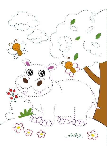 Обведи та розмалюй "Дикі тварини" (у кольорі) ( PDF )