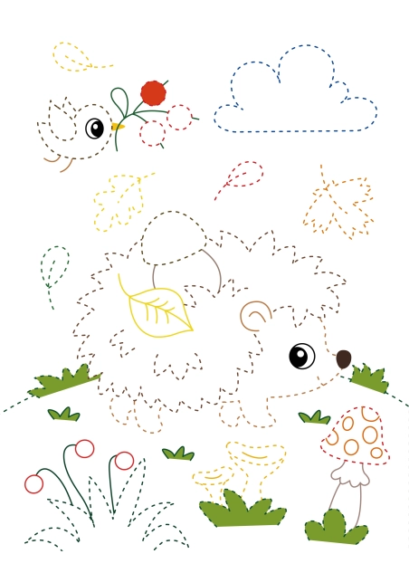 Обведи та розмалюй "Дикі тварини" (у кольорі) ( PDF )