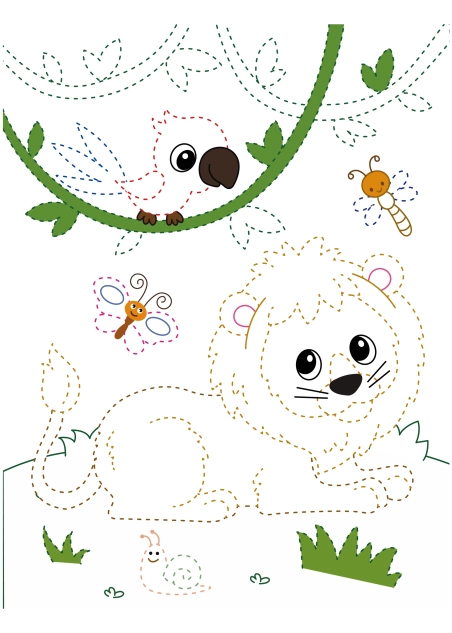 Обведи та розмалюй "Дикі тварини" (у кольорі) ( PDF )