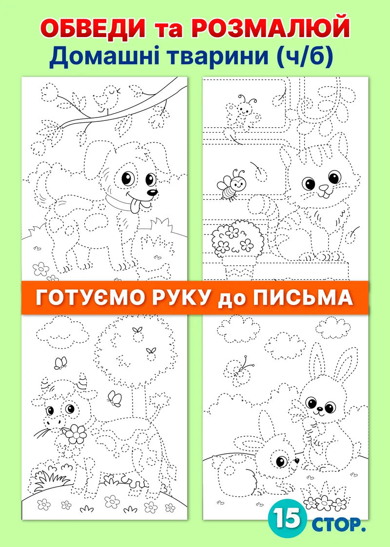 Обведи та розфарбуй "Домашні тварини" ( PDF ) — фото 1